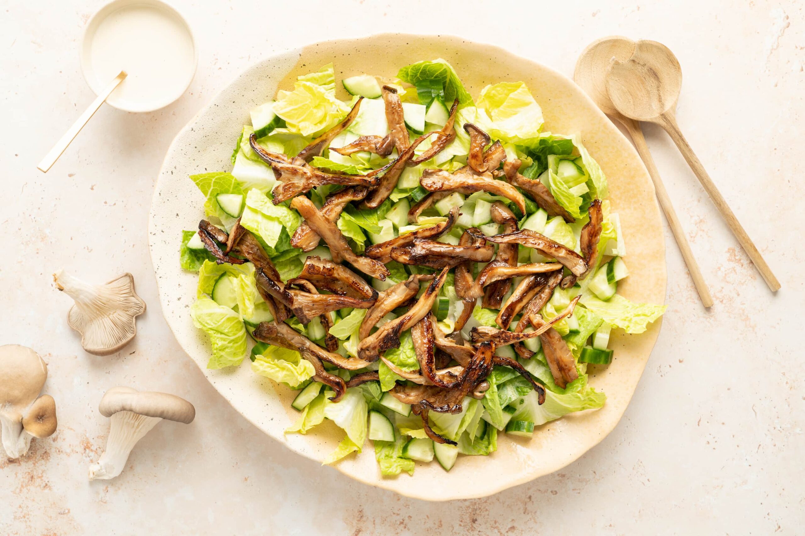 Oesterzammen kwekerij van Lieshout-oesterzwam-ceaser-salade